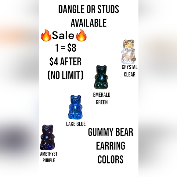 Handmade/Resin Gummy Bear Earrings - Picture 2 of 3